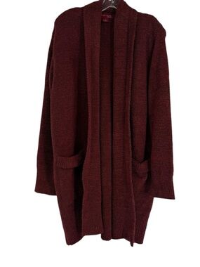 Barefoot Dreams CozyChic Cardigan Sweater Size S Shawl Collar Red Longline